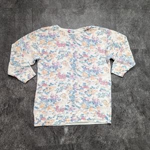 Vintage Floral Oversized Crew Neck Sweater knit long line size medium